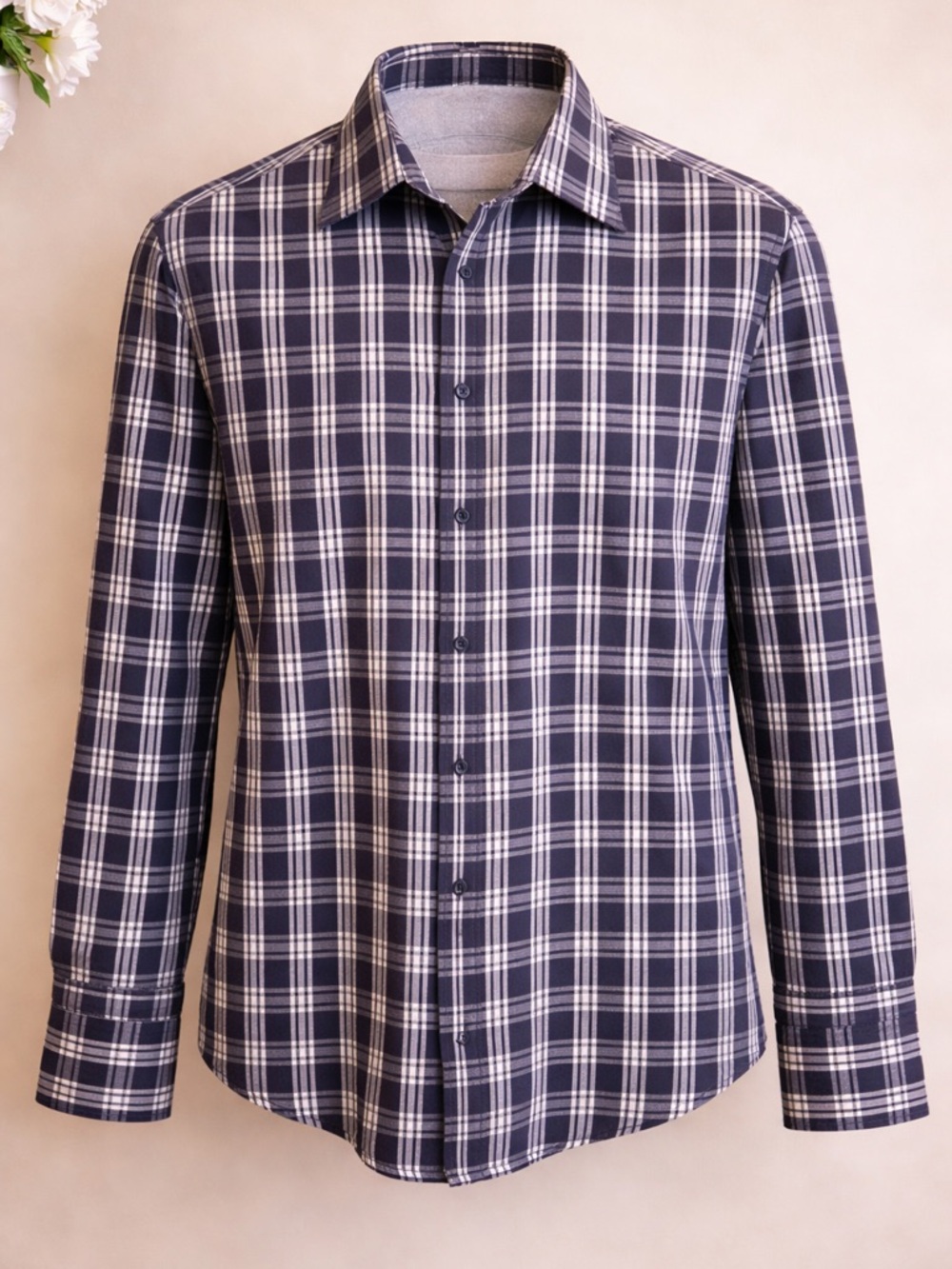 Joseph Abboud Size XLT Men's Spring Plaid 100% Cotton Button-Down Shirt